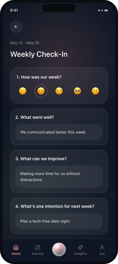 Weekly check-in screen