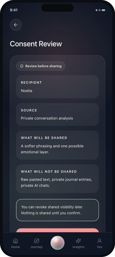 Consent review screen