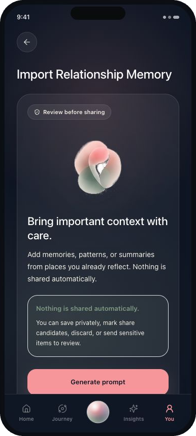 Import relationship memory screen
